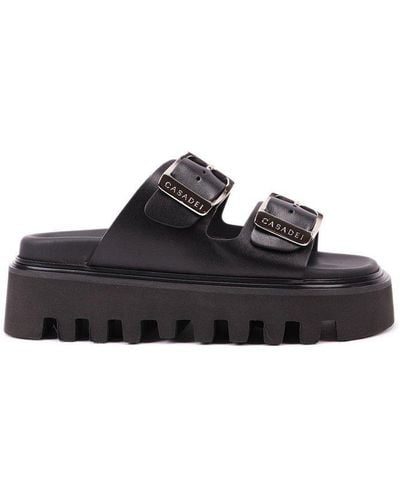 Casadei Buckles Double-strap Slip-on Sandals - Black