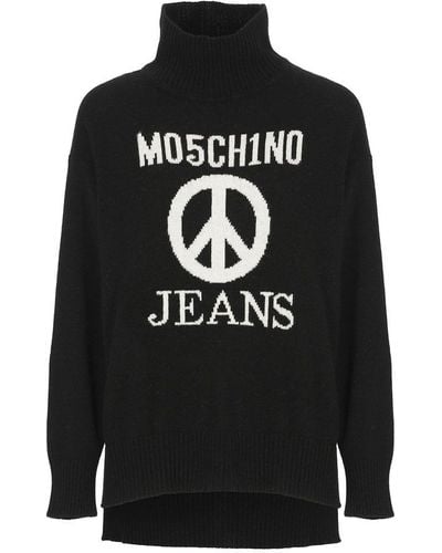Moschino High-neck Knitted Sweater - Black