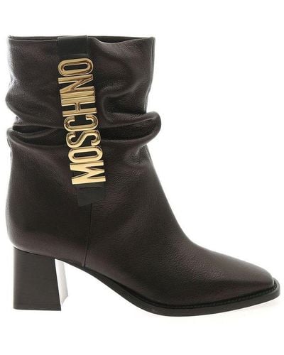 Moschino Logo Lettering Ankle Boots - Black
