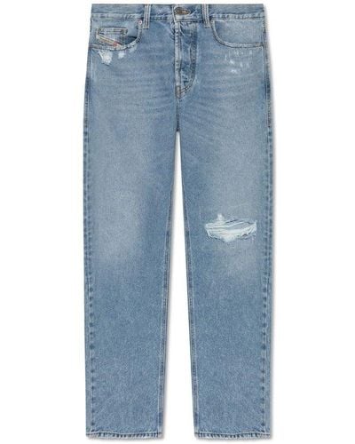 DIESEL 2010 D-macs Distressed Straight-leg Jeans - Blue