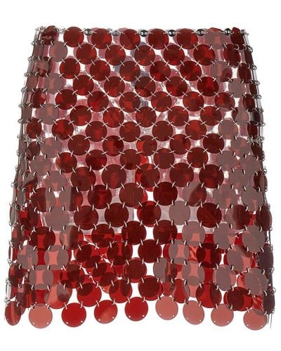 Rabanne Sequinned Mini Skirt - Red