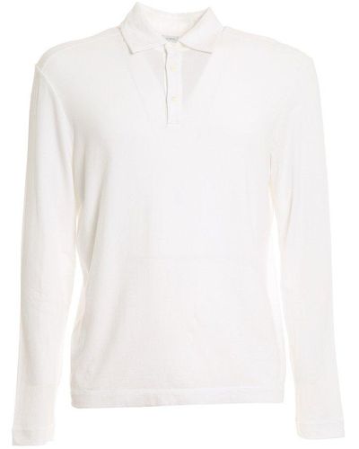Malo Long Sleeved Jersey Polo Shirt - White