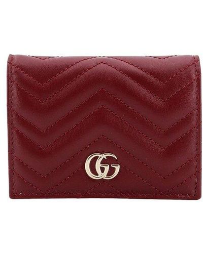 Gucci Gg Marmont Card Case Wallet - Purple