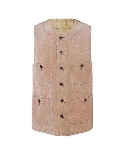 Uma Wang Distressed-effect Button Up Vest - Natural