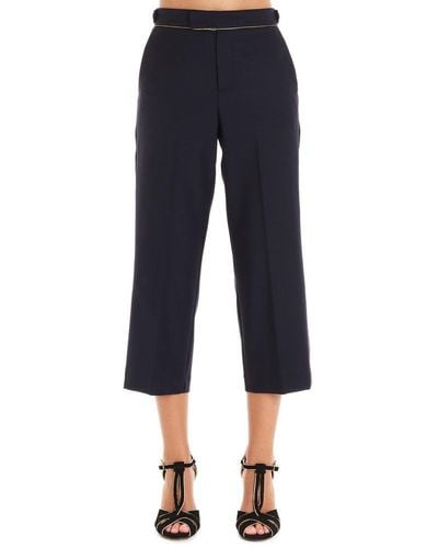 Twin Set Cropped Cigarette Trousers - Blue