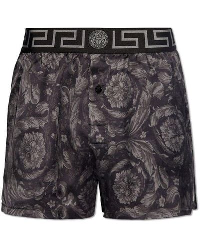 Versace Silk Pajama Shorts, - Gray