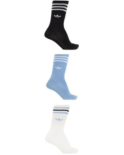 adidas Originals Stripe-detailed Pack Of Three Socks - Blue