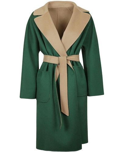 Weekend by Maxmara Long Kimono Sleeve Reversible Coat - Green