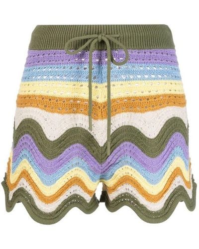 Zimmermann Striped Crochet Shorts - Grey