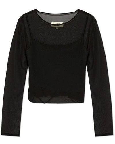 MM6 by Maison Martin Margiela Double Layered Top - Black