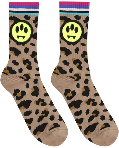 Barrow Leopard Motif Knitted Socks - Black