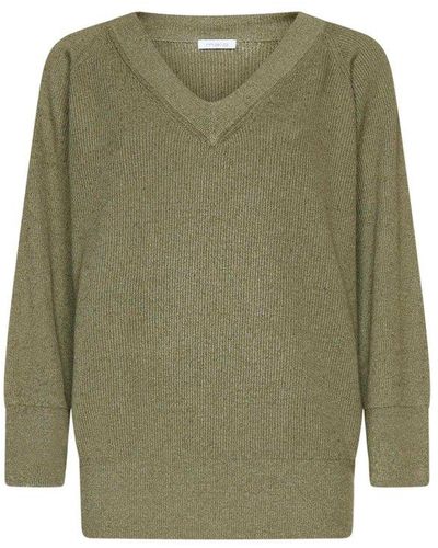 Malo V-neck Knitted Raglan-sleeve Sweater - Green