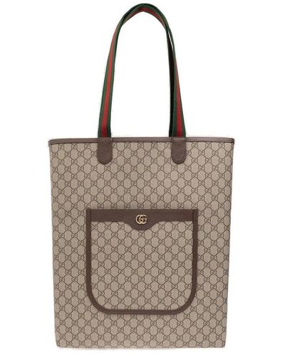 Gucci Ophidia GG Large Top Handle Bag - Brown