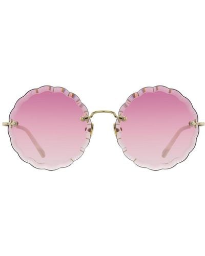 Chloé Rosie Petite Round Frame Sunglasses - Pink