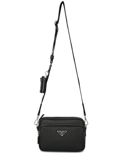 Prada Triangle-logo Zipped Shoulder Bag - Black