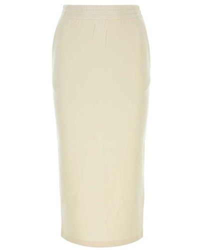 Prada Elasticated Waistband Slit-detailed Skirt - White