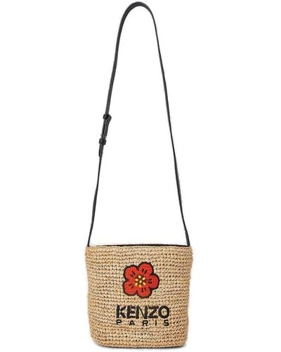 KENZO Logo Embroidered Shoulder Bag - White