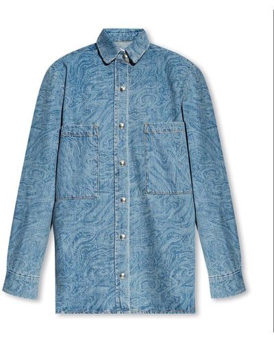 IRO Texture-patterned Fitting Denim Shirt - Blue