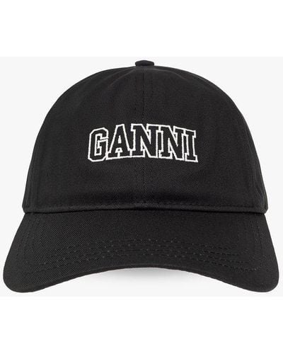 Ganni Baseball Cap, - Black