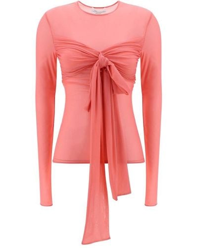 Blumarine Bow Detailed Jersey Top - Pink
