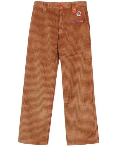 Cormio Logo Patches Velvet Trousers - Brown