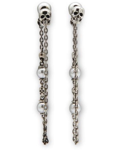 Alexander McQueen Skull Chain-linked Earrings - Metallic