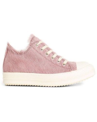 Rick Owens Fur Textured High-top Trainers - Pink