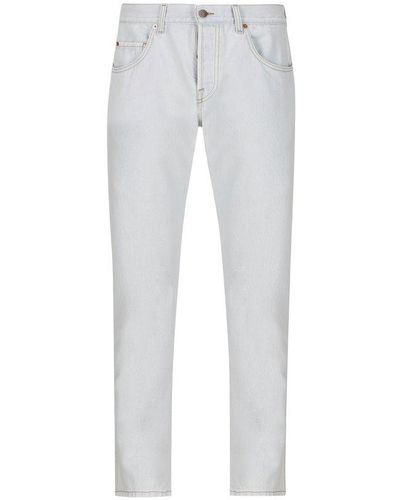 Gucci Logo Patch Tapered Leg Denim Jeans - Grey