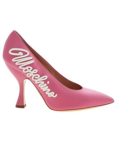 Moschino Logo Detail Pointed-toe Pumps - Pink