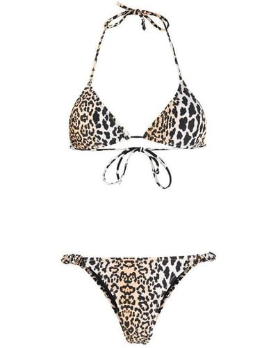 Reina Olga Leopard Print Triangle Bikini Set - White