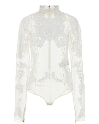 Stella McCartney All-over Embroidered Semi-sheer Lace Bodysuit - White