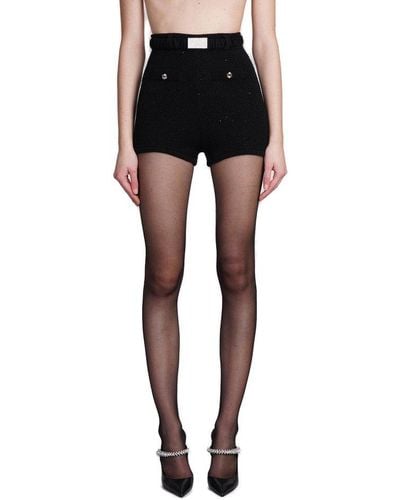 Alessandra Rich Sequin Embellished Slim Fit Shorts - Black