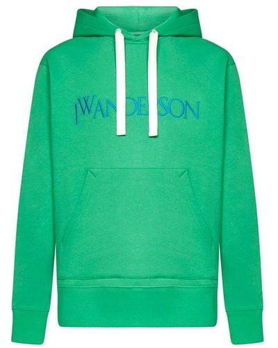 JW Anderson Logo Embroidered Drawstring Hoodie - Green