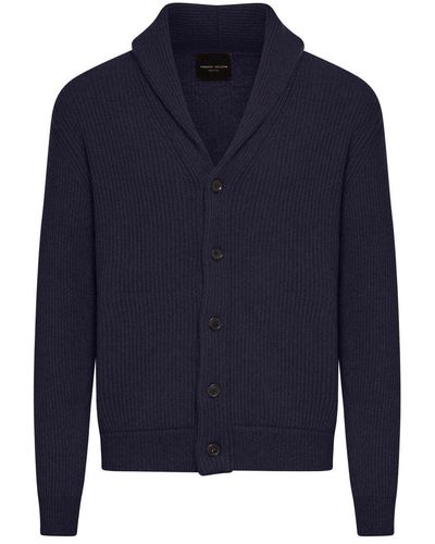 Roberto Collina Long Sleeved Knitted Cardigan - Blue