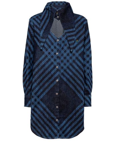 Vivienne Westwood Checked Denim Shirtdress - Blue