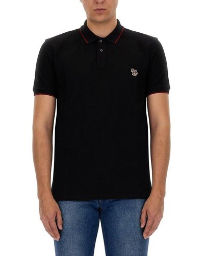 PS by Paul Smith Zebra Patch Short-sleeved Polo Shirt - Black