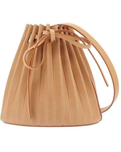 Mansur Gavriel Drawstring Pleated Mini Bucket Bag - Brown