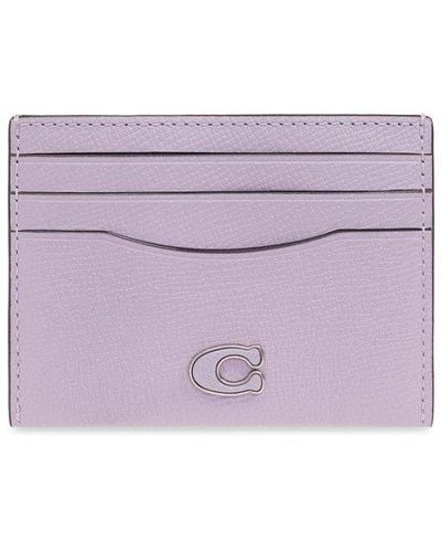 COACH Card Case With Logo, - Purple