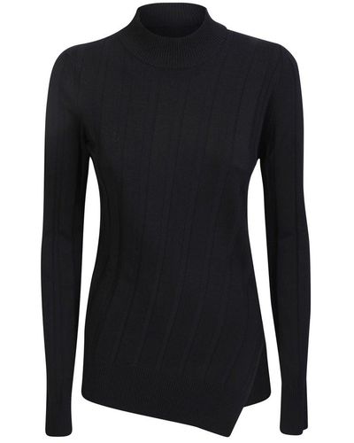 Stella McCartney Crewneck Asymmetric-hem Knitted Sweater - Black