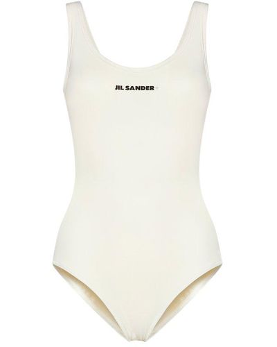 Jil Sander + Logo Printed One-piece Swimsuit - White