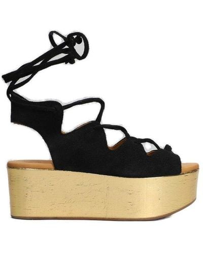 See By Chloé Crossover Strap Platform Sandals - Black