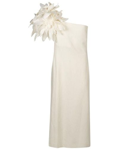 Chloé 3d Flower Bustier Midi Dress - Natural