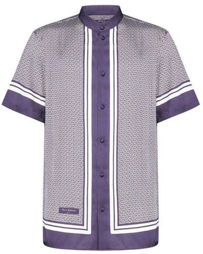Balmain Monogrammed Scarf-printed Shirt - Purple