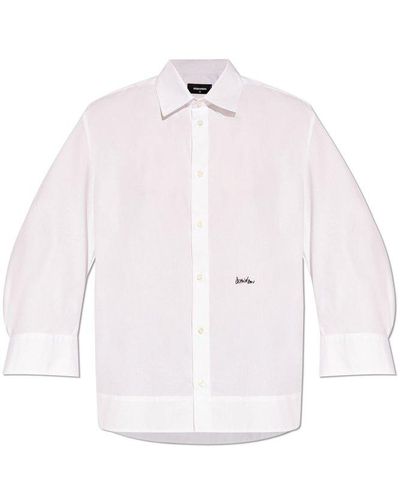 DSquared² Logo Embroidered Long-sleeved Shirt - Pink