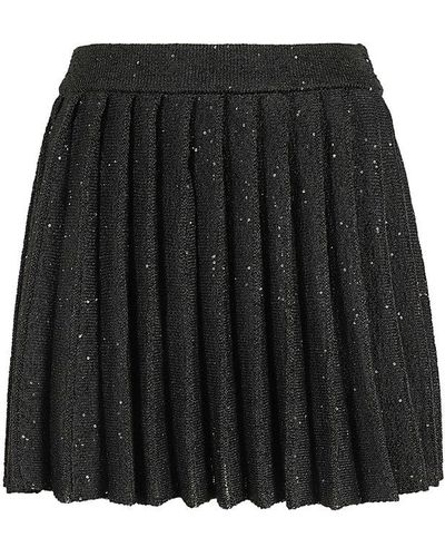 Self-Portrait Black Knit Pleated Mini Skirt