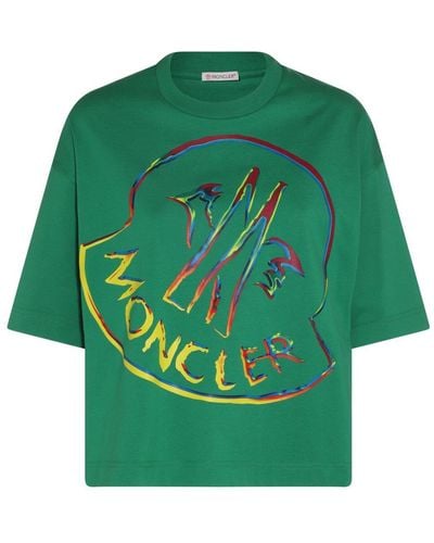 Moncler Logo Printed Crewneck Oversized T-shirt - Green