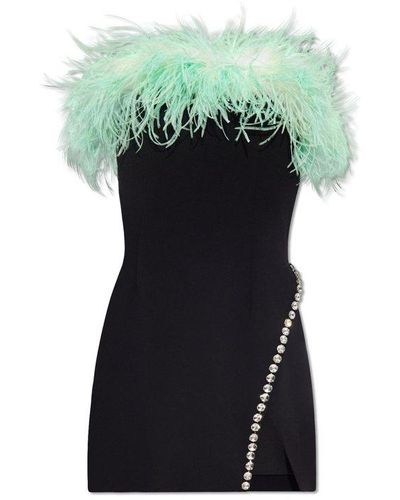 Self-Portrait Dress With Feathers, - Green