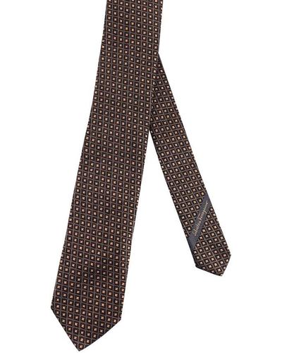 Ferragamo Checked Print Tie - Brown