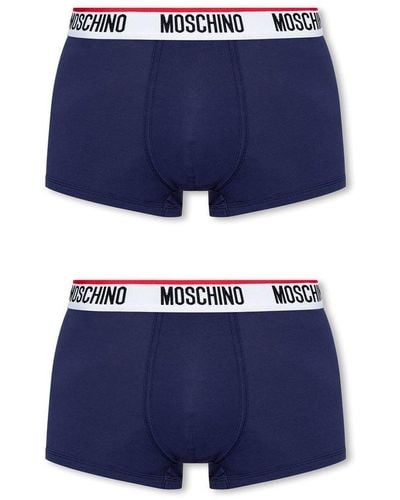Moschino Logo Waistband Two-pack Boxers - Blue
