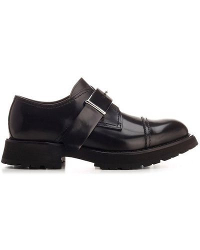 Alexander McQueen Buckle-fastened Round-toe Monk Shoes - Black